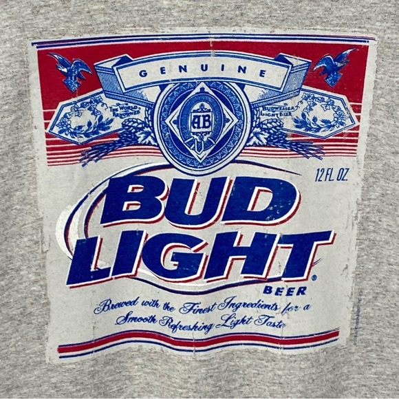 Vintage Bud Light Beer Men’s Heather Gray Short Sleeve Logo T Shirt Size XL - Picture 4 of 8